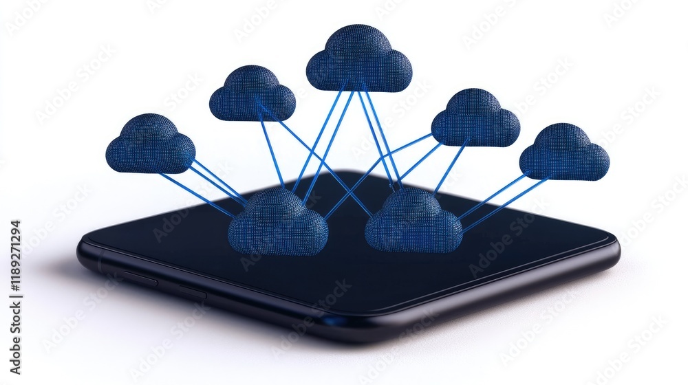 Poster cloud data transfer strategy for mobile devices digital storage solutions tech environment modern vi