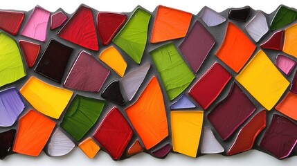 Fototapeta premium Vibrant mosaic art installation urban gallery artwork display indoor space close-up view creative expression