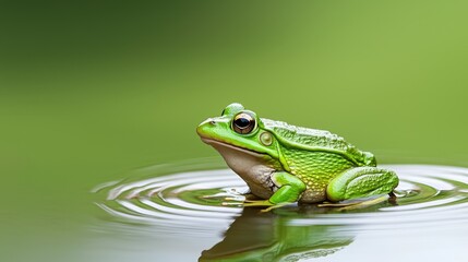 Obraz premium Frog swimming in pond nature photography serene environment close-up view wildlife concept