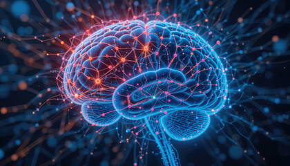 Fototapeta premium Human Brain Neural Network, The Concept of AI Big Data and Intelligent Thinking Illustration.