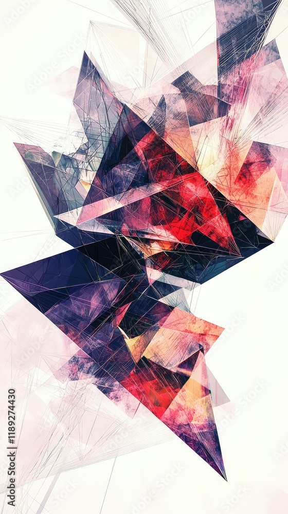 Poster abstract dynamic composition with vibrant colors and shapes