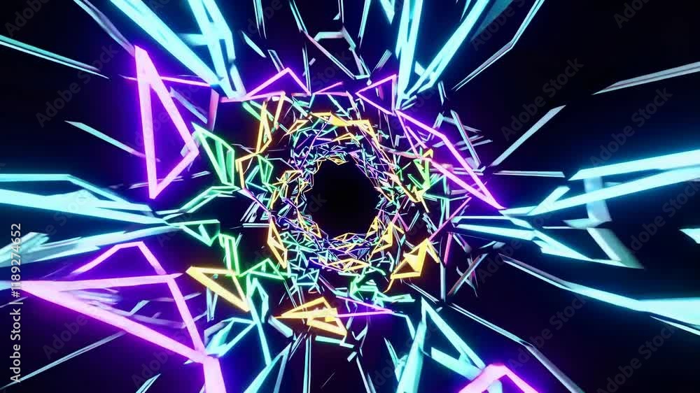 Poster vibrant abstract tunnel with glowing lines creating a hypnotic effect, ideal for backgrounds and dig