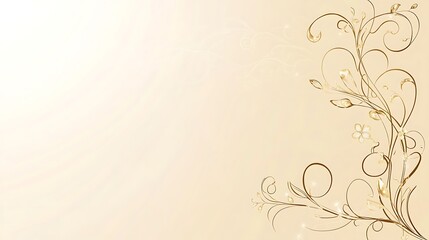 Obraz premium Elegant Golden Floral Design on Cream Background