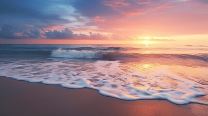Obraz premium A photo of a beach sunset with gentle ripples