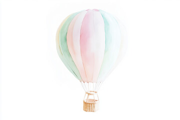 Naklejka premium Pastel Hot Air Balloon on White Background Minimalistic Aesthetic for Calm and Serenity