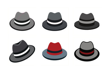 6-bundle template of different fedora hat