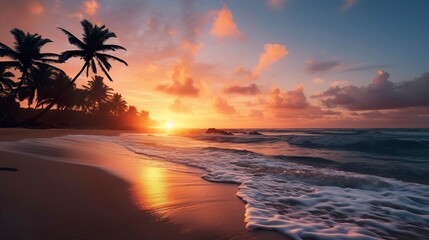 Obraz premium A photo of a beach sunset with vibrant colors