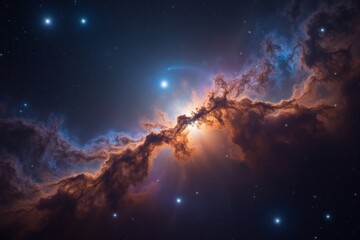 Naklejka premium Stellar Canvas: A Nebula's Vibrant Dance in Space