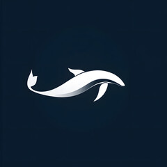 Obraz premium Simple 2D Flat Vector Whale Icon with Elegant Design
