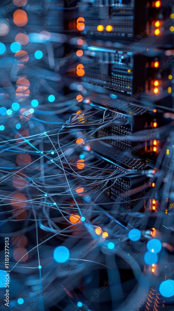 Poster data center network topology blueprint visualization technology infrastructure digital environment c