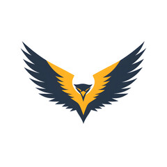Obraz premium Simple 2D Flat Vector Eagle Icon with Sharp Wing Design