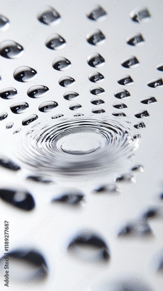 Aufkleber close-up of water droplets creating circular ripples in surface