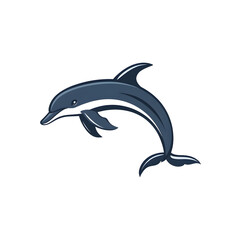 Obraz premium Sleek Dolphin Logo Design with Flowing Curves in Mid-Leap