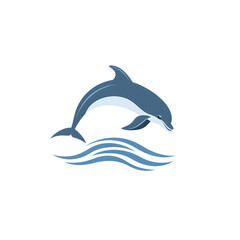 Obraz premium Minimalistic Dolphin Logo Leaping with Smooth, Flowing Curves