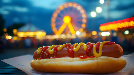 Hot Dog at the Night Amusement Park