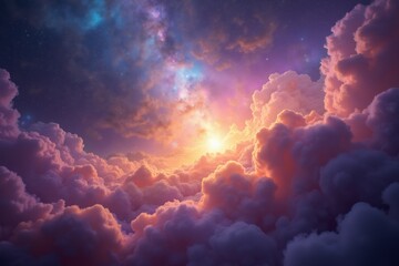 Fototapeta premium Vibrant Cosmic Swirl: A Starlit Celestial Landscape