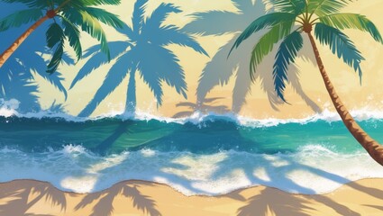 Obraz premium Tranquil abstract beach scene with palm shadow