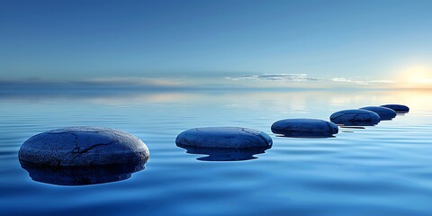 Elegant Stepping Stones Forming a Pathway Across a Peaceful Landscape 