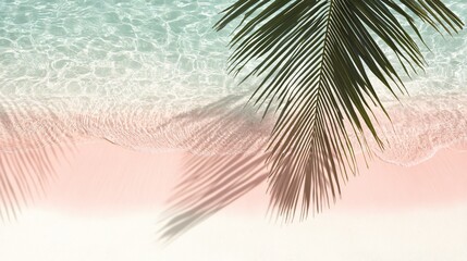 Serene Pink Beach Palm Leaf Summer Vacation