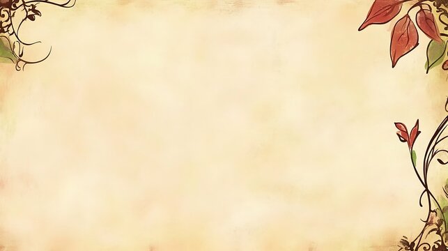 Elegant Beige Background With Autumnal Floral Design