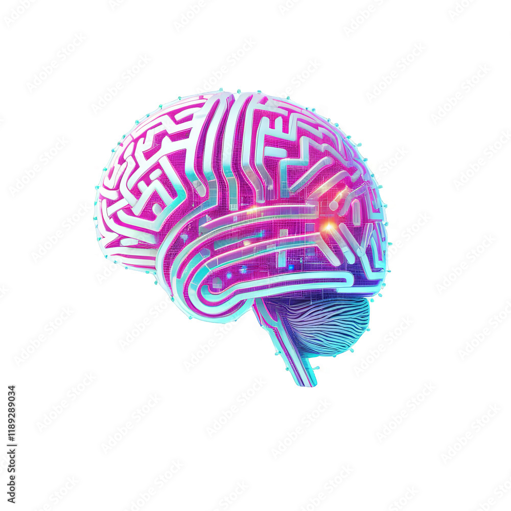 Aufkleber cyber digital brain ai symbol representing neural network technology