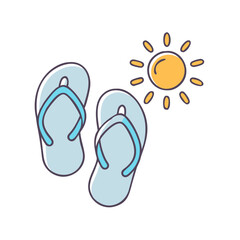 sun and flip flops vector icon, sun and flip flops vector illustration - simple illustration of sun and flip flops, perfect for logos,and sun and flip flops - themed designs.