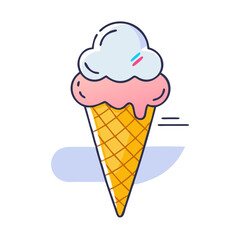 ice cream cone vector icon, ice cream cone vector illustration - simple illustration of ice cream cone, perfect for logos,and ice cream cone -themed designs.