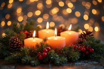 Warm Winter Wonders: Dancing Candles and Festive Greenery