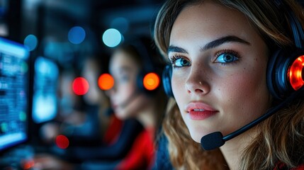 Closeup of Diverse Call Center Representatives Engaged in High Fidelity Communication