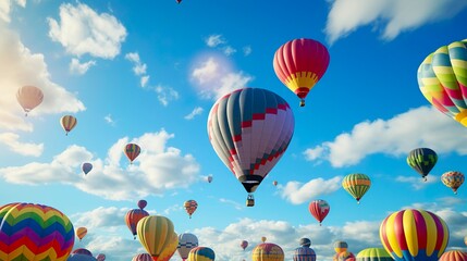 Obraz premium A photo of a cluster of colorful hot air balloons