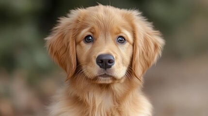 Fototapeta premium Adorable golden retriever puppy portrait.
