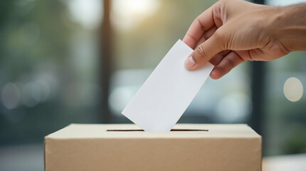 Close-Up of Hand Inserting Ballot, political elections