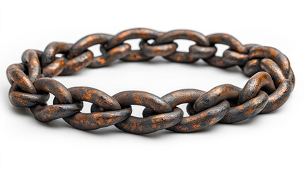 Obraz premium Rusty chain circle, studio shot, white background, freedom conce