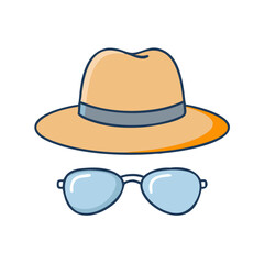 sunglasses on hat vector icon, sunglasses on hat vector illustration - simple illustration of sunglasses on hat, perfect for logos,and sunglasses on hat -themed designs.