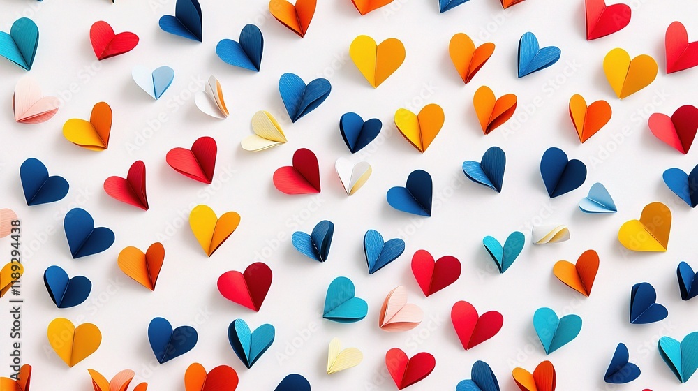 Poster colorful hearts pattern on pristine background for creative projects