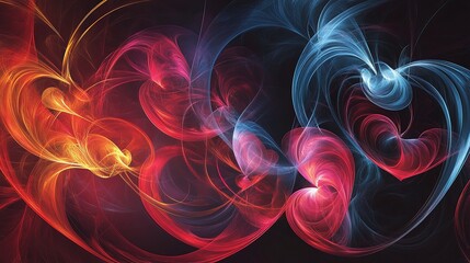 Fototapeta premium Intertwined Hearts with Colorful Swirls and Dynamic Background