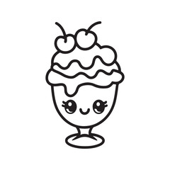 kawaii food Coloring page, Bold and easy Coloring Page, kawaii coloring page, Kawaii Drink Coloring Page, cute kawaii food and drink Coloring Page, line art, black and white image