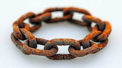 Obraz premium Rusty chain circle, white background, studio shot, aged texture