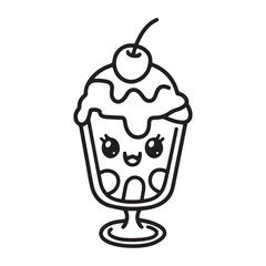 kawaii food Coloring page, Bold and easy Coloring Page, kawaii coloring page, Kawaii Drink Coloring Page, cute kawaii food and drink Coloring Page, line art, black and white image