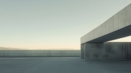 Minimalist Concrete Structure Parking Lot Design