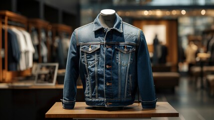 Obraz premium A photo of a denim jacket on a mannequin