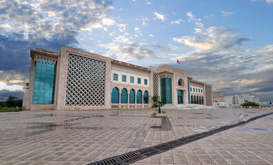 Tunis Municipality building with modern Islamic architecture..