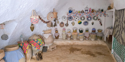 Traditional underground troglodyte house in Tunisia..