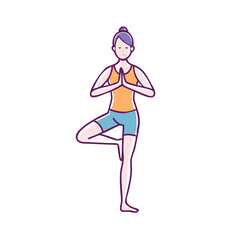 tree pose vrikshasana vector icon, tree pose vrikshasana vector illustration - simple illustration of tree pose vrikshasana, perfect for logos,and tree pose vrikshasana -themed designs.