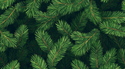 Obraz premium Seamless Green Christmas Fir Tree Branches Festive Holiday Background Pattern