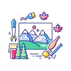 Fototapeta premium canadian art brush strokes icon, canadian art brush strokes vector