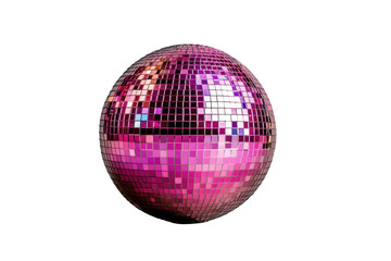 Fototapeta premium Pink glittering disco ball on transparent background