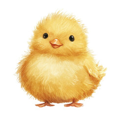 Obraz premium Adorable Fluffy Yellow Chick Illustration A Cute Baby Chicken Artwork Perfect for Spring Easter Designs
