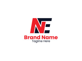 Black and red color NE letter. NE letter logo design. Initial letter EN uppercase monogram logo. EN logo Pro Vector