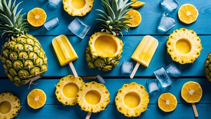 Vibrant summer fruit party with pineapple popsicles